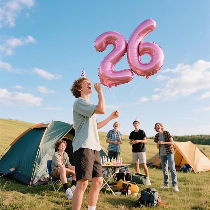 Pink Large 6 Number Balloons 40 Inch Big Foil Helium Number Balloons 6 Jumbo Happy 6 16 26 Mylar Birthday Party Decorations for Girl Anniversary Party Supplies