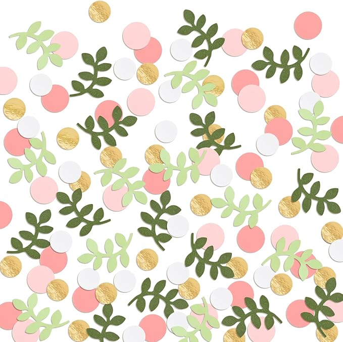Baby Shower Confetti Greenery Table Decorations Golden Pink Eucalyptus Glitter Green Scatter Flamingo Girls Boho Theme Party Bridal Shower Party Wedding Nursery Decor Supplies 210 Pcs