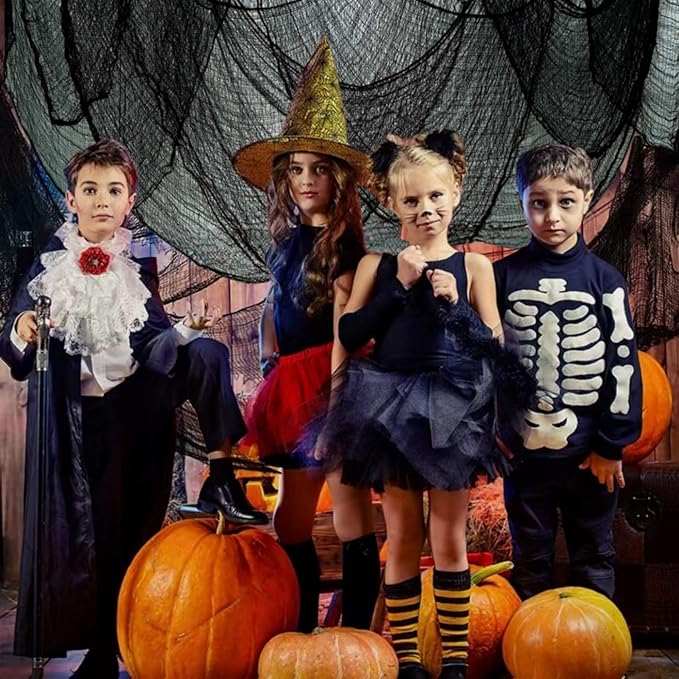 Halloween Creepy Cloth - 8 Pack Black - 76x30 Inch Cotton Gauze Fabric - DIY Spooky Decor for Haunted House,Spider Web,Ghost - Indoor Outdoor Halloween Party Decorations