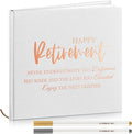 2026 Retirement Guest Book with 2 Markers 8.7'' Square Hardcover Blank Guest Photo Signing Memory Book Happy Retirement Gift Party Supplies for Women Men Teacher Grad Decor (White,Classic)
