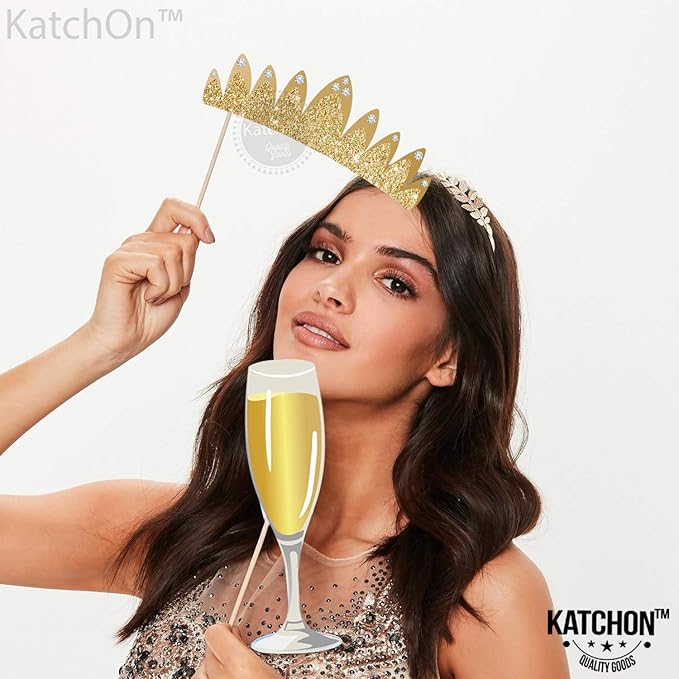KatchOn, Glitter New Years Photo Booth Props 2026 - Pack of 30 | New Years Eve Photo Booth Props 2026 for New Years Eve Party Supplies 2026 | NYE Party Favors 2026 for Happy New Years Decorations 2026