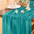 Socomi 3pcs Teal Blue Spring Cheesecloth Table Runner Boho Rustic Gauze 120 inch 10FT Cheese Cloth Runner for Wedding Party Baby Shower Birthday Home Decor