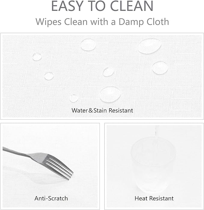 Rectangle 4 Feet Tablecloth 52x70 inch Linen Textured Table Cloth Stain and Wrinkle Resistant Washable Polyester, Decorative Table Cover Waterproof for Dining, Buffet and Camping, White