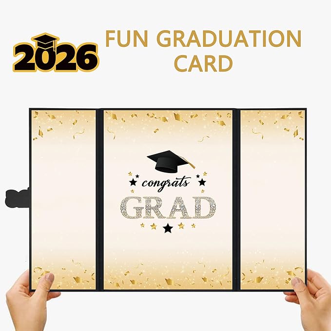 Vlipoeasn 2026 Graduation Guest Book Alternative, Black Gold Class of 2026 Graduation Party Decorations, Graduation Signature Book for 2026 College High School, Unique Graduation Gifts for Friends