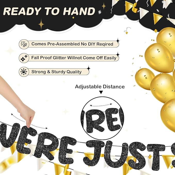 Fulmoon We Were Just Starting to Like You Banner Going Away Party Retirement Sign Farewell Decorations Good Luck Goodbye Moving Graduation Party Supplies and Gifts(Black)