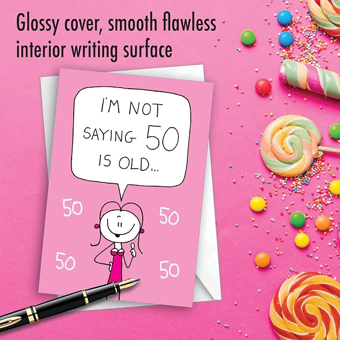 NobleWorks Hilarious 50th Milestone Birthday Greeting Card with 5 x 7 Inch Envelope (1 Card) Thinking Old C10090MBG