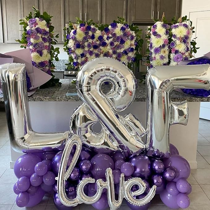 Silver Letter V Balloons 40 inch Large Alphabet V Balloons Silver Helium Foil Letter Balloon Banner for Birthday Party Anniversary Wedding Decoration