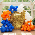 Blue, Orange and White Balloon Arch Kit with Silver Star Foil – Double-Stuffed 5" 12" 18" Balloons for Football, Back to School, Fall Baby Shower, Boys Birthday & Halloween Decor