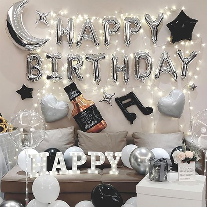 2 Set 52Pcs Silver Alphabet A-Z Letter Balloons 16in Balloon Foil Letter Decorations Party Decor Silver Letter Balloons Alphabet A-Z Party Supplies