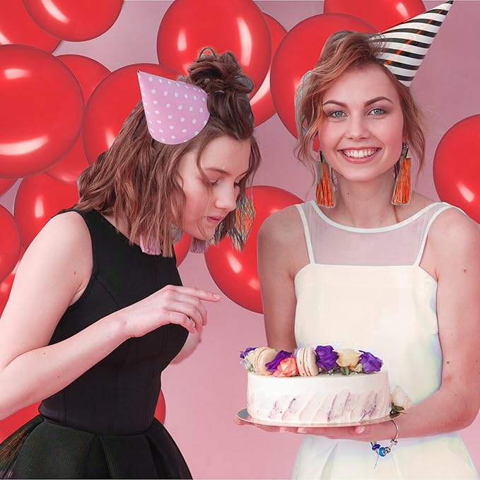 Link Balloons 12 Inch - 100 Pcs Quick Link Balloon Latex Linking Balloons Connected Linkable Balloon Birthday Wedding Party Decorations(Red)