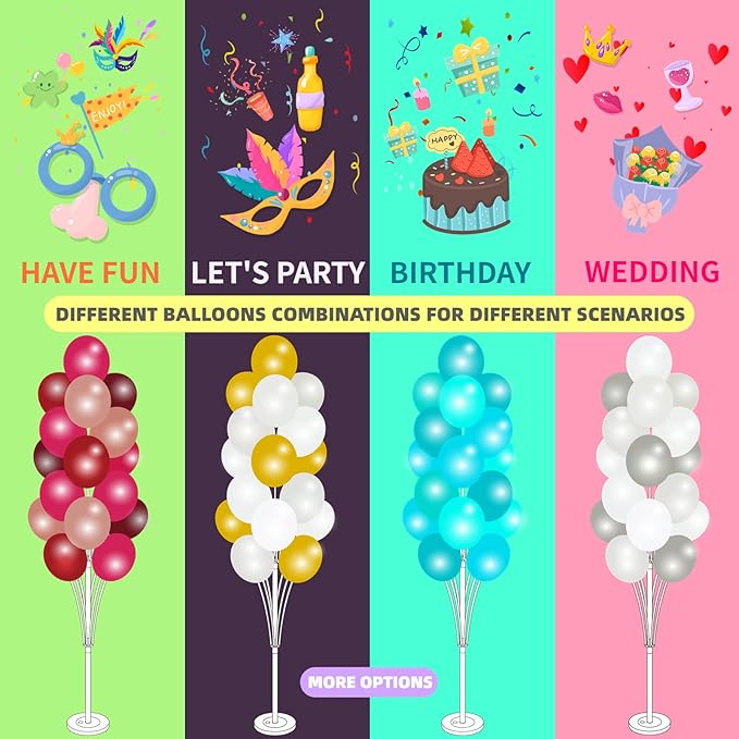 Balloon Column Stand Kit Set of 2 - Balloon Stand with Base, and Pole,Balloon Tower Backdrop Decoration for Wedding, Baby Shower, Birthday Party, or Bachelorette Parties