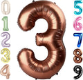 Numbers Balloon 3, 40 Inch Large Coffee Brown Balloon for Three Year Old Birthday Decor, 3 13 30 31 Birthday Party Decorations for Wedding Supplies