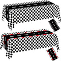 WNINK 2 Pack Race Car Table Cloth and Black White Gingham Tablecloths Disposable Plastic Buffalo Check Tablecloth Checkered Flag Covers for Birthday, Outdoor Picnic, Birthday, Camping 54 × 108 Inch