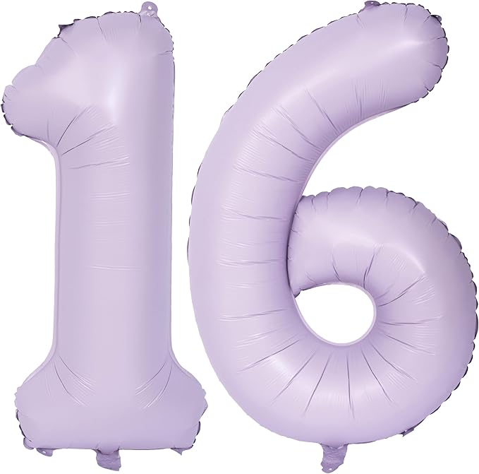 40 In Matte Purple Number Balloons Helium Foil Mylar Balloon Birthday Party banquet Decoration Digital 16