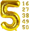 40 Inch Gold Balloon Number 5 Balloon Jumbo Mylar Foil Helium Balloon for 15 25 35 50 Big Giant Jumbo Huge Foil Mylar Balloons 55th 65th Birthday Balloons Men Women Party Decorations
