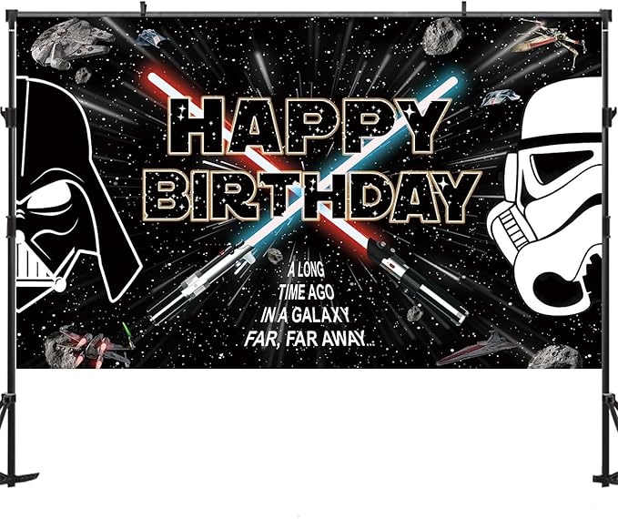 7x5ft Galaxy Wars Happy Birthday Backdrop Space Battleship Wars Birthday Backdrops for Party Birthday Party Decoration for Kids