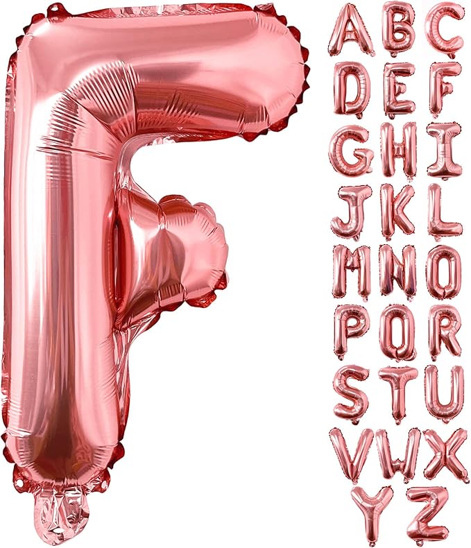 Lovoir 40 Inch Rose Gold Letter F Balloon - Jumbo Mylar Foil Helium Balloon for Birthday Party Celebration Decorations - Alphabet - Reusable Imprint Technology