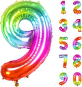 Number Balloon | Number 9 Balloon for 9th Rainbow Birthday Decorations | Giant Multicolor Mylar 9 Balloon Number - 40 Inch | Big Foil Colorful 9 Birthday Balloon for Anniversary Party Supplies Favors