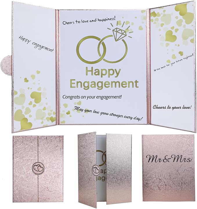 Engagement Party Decorations, Happy Engagement Guest Book Alternative, Large Engagement Card Engagement Gifts for Couple, Engagement Signature Book Engagement Decorations Party Supplies (Pink)