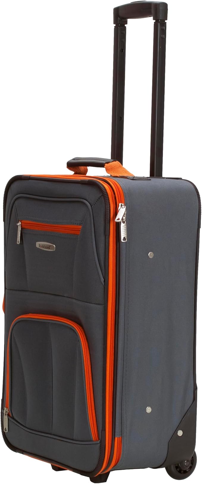 Rockland Fashion Softside 2 Piece Luggage Set, Expandable, (14" Tote/19" Upright), Charcoal