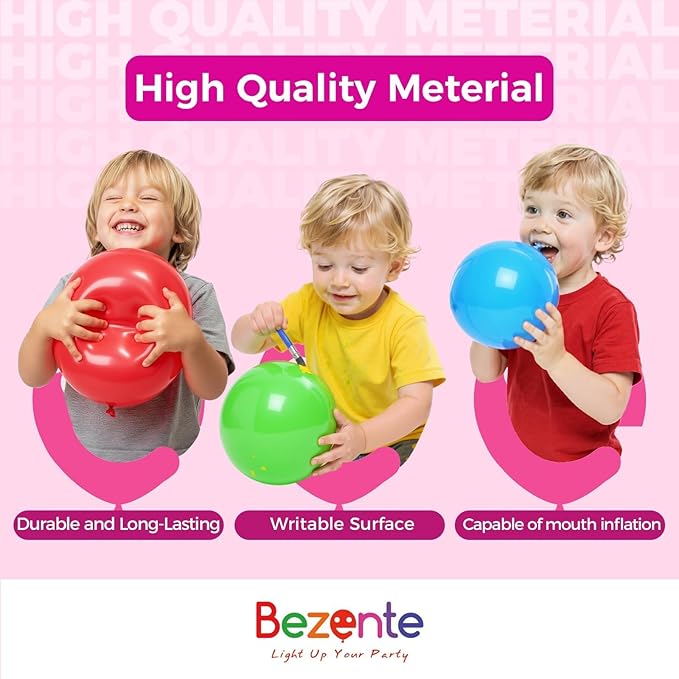 Bezente Black Balloons Latex Party Balloons - 100 Pack 12 inch Round Helium Balloons for Birthday Graduation Casino Gaming Anniversary Black History Month Themed Party Decorations 2026