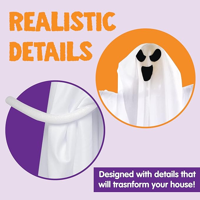 JOYIN 2 PCS 27.5" Halloween Decoration Hanging Ghosts Outdoor, Halloween Flying Ghost Decor for Tree Front Yard Patio Lawn Garden Party Supplies and Holiday Decorations