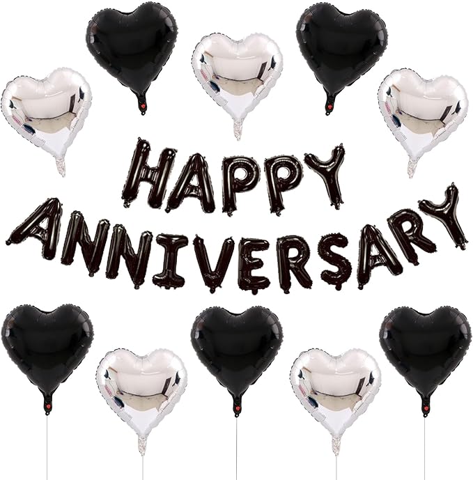 Anniversary Balloons Happy Anniversary Balloon Combination Happy Party Decoration Wedding Decoration (Black suit)
