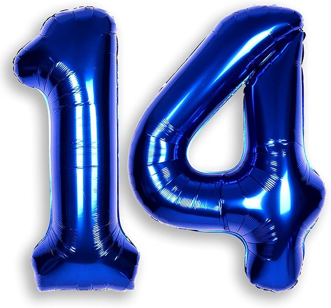 40Inch Navy Blue Number 14 Balloon Large Helium Royal Blue Number Balloons 0-9 Giant Digital 14th Foil Mylar Big Party Balloon for Boy Birthday Party Anniversary Graduation Decorations