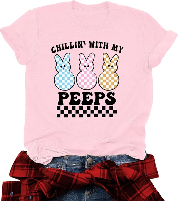 LAZYCHILD Women Easter Teacher Shirts: Funny Treat All with Kindness T-Shirt Bunny Rabbit Tee Tops