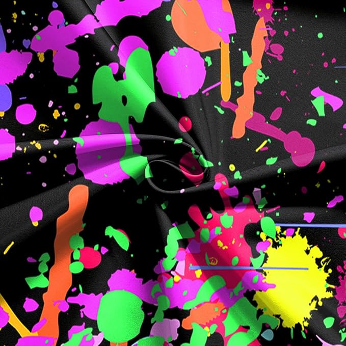 10x10Ft Neno Glow in The Dark Birthday Backdrops Colorful Graffiti Splash Paint Party Background Slime Happy Birthday Black Light Sleppover Party Decorations Birthday Banner, CEM123-10X10