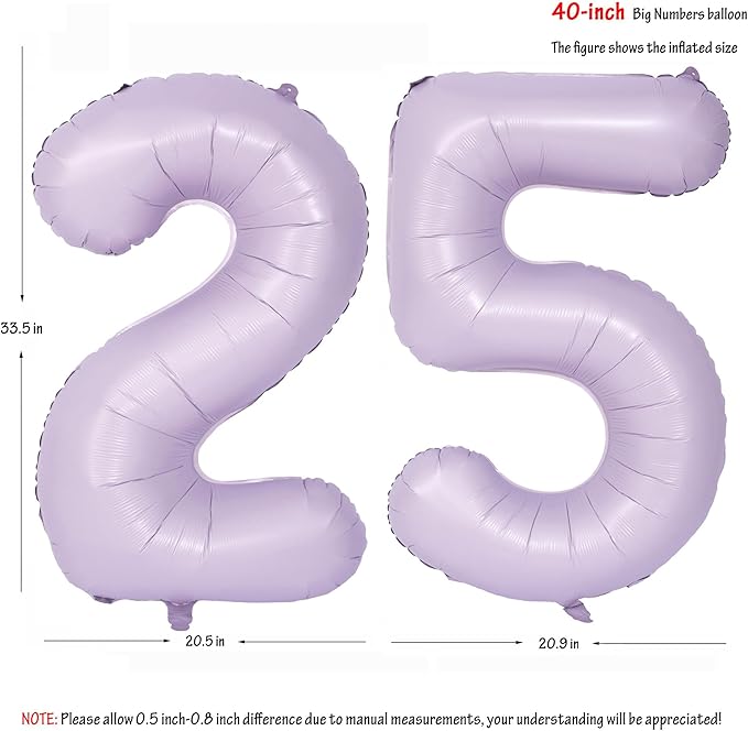 40 In Matte Purple Number Balloons Helium Foil Mylar Balloon Birthday Party banquet Decoration Digital 25