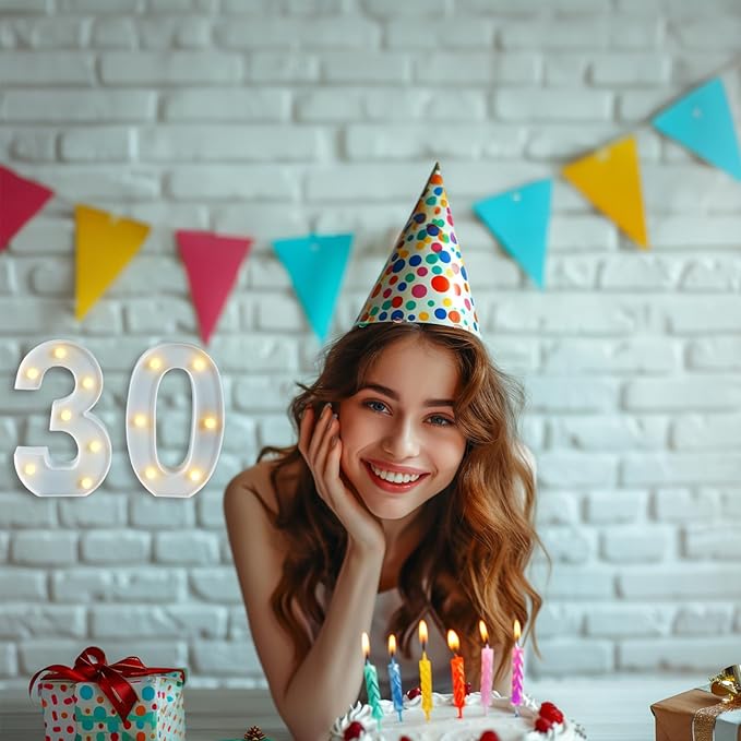 30th Birthday Decorations for Her Him,30th Birthday Centerpieces Table Decorations for Women Men,Light Up Numbers 30 Sign for Party Backdrop Wall Decor for 30 Wedding Anniversary Decoration