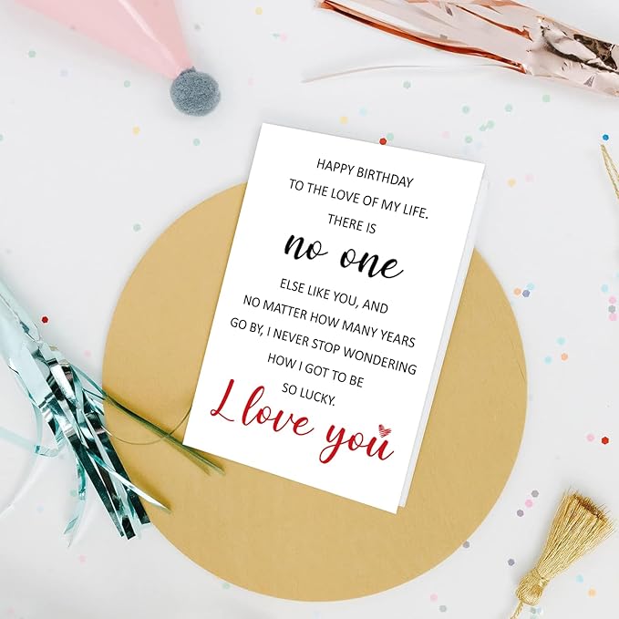 Romantic Birthday Card for Husband Wife Boyfriend Girlfriend Partner, Cute Birthday Love You Cards, Happy Birthday To The Love Of My Life