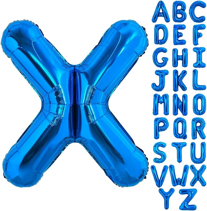 40 Inch Blue Letter X Balloons Alphabet X Letter Balloons Foil Mylar Big Letter Balloons for Birthday Party Anniversary New Year Graduation Wedding Decorations