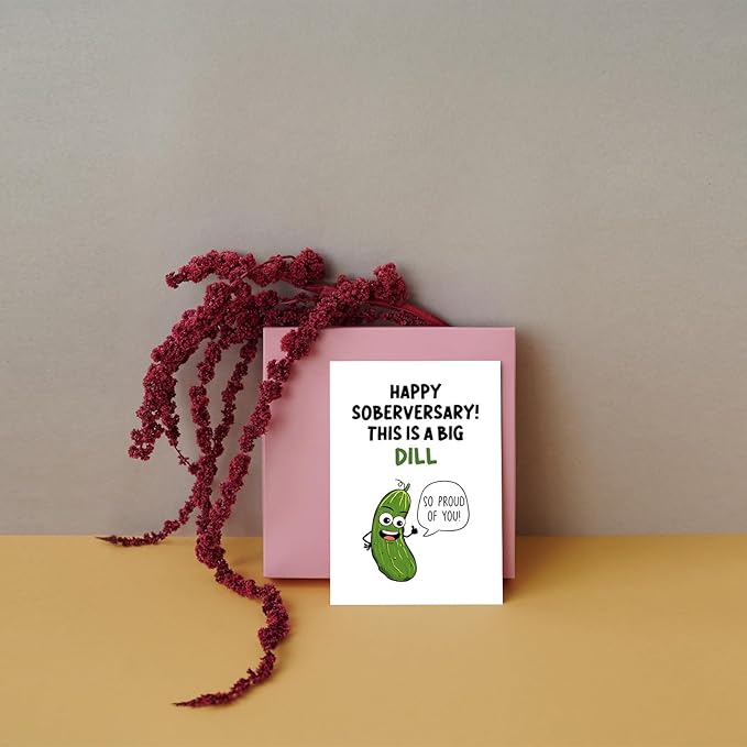 SuperShunhu Funny Sobriety Card for Him Her, Humorous Sober Card for Women Men, Sober Anniversary Card for Friends Family, Happy Soberversary Card, Adorable One Year Sober Card