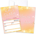 CLIRBE Let's Party Birthday Party Invitations, Pink And Rose Invited Birthday Invitations For Teen Boys Girls, 20 Invites Cards With 20 Envelopes, Party Supplies Favors -H14