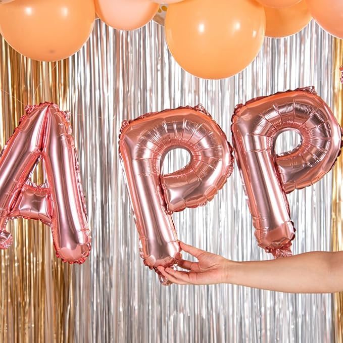 Restaurantware-Balloonify 16 Inch Letter Balloon, 1 Alphabet Party Balloon - Letter P, Self-Sealing, Rose Gold Foil Mylar Finish, Hanging Loop, Decoration For Birthday, Wedding, Or Graduation