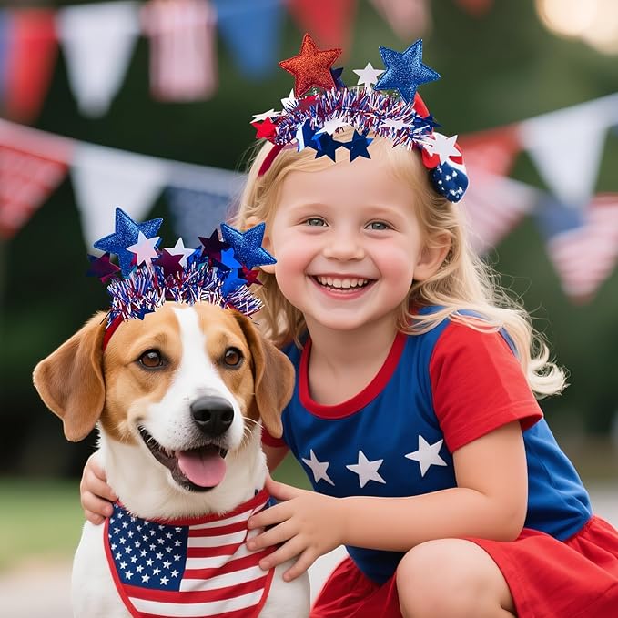 6Pcs 4th of July USA Headbands, American Patriotic Head Boppers Decoration Accessories, Independence Day, Memorial Day, Party Decor