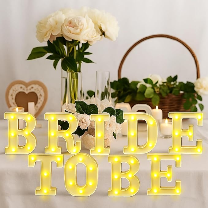 Honoson 9 Pcs Bachelorette Party Decorations Bride to Be Lights up Sign Engage Wedding Bridal Shower LED Neon Light for Women Bachelorette Party Supplies