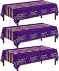 Childom 3 Pack Graduation Tablecloth,Graduation Decorations Class of 2026 Graduation Party Decorations,54"x108" Purple and Gold Plastic Table Cloth Disposable Rectangle for Home,School,Party Supplies