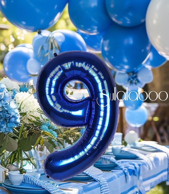 40Inch Navy Blue 9 Balloon Number Large Helium Royal Blue Number Balloons 0-9 Giant Digital 9th Foil Mylar Big Party Balloon for Boy Birthday Party Anniversary Graduation Decorations