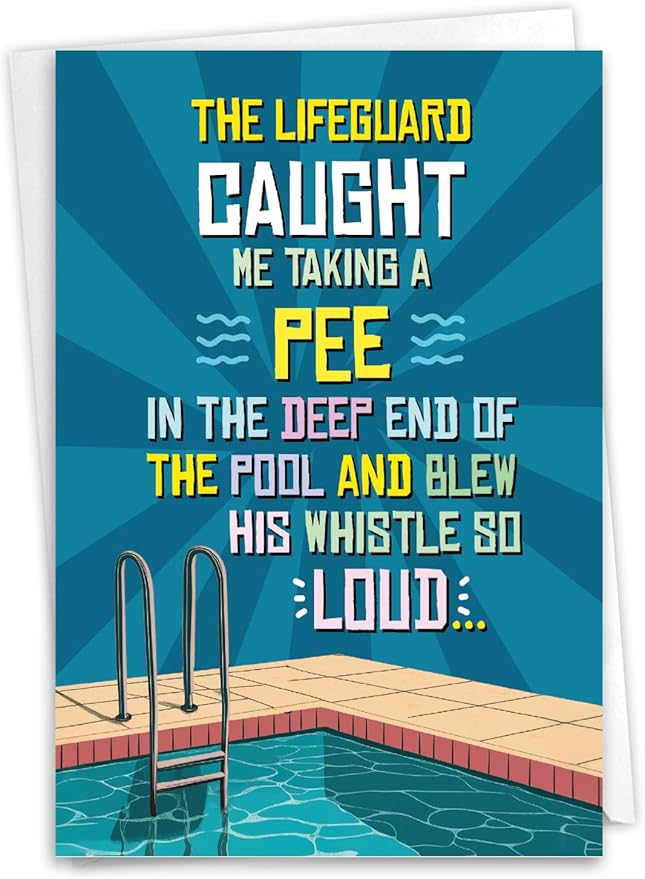 NobleWorks - 1 Funny Birthday Paper Card w/ 5 x 7 Envelope For Men, Women - Bday Deep End C8646BDG