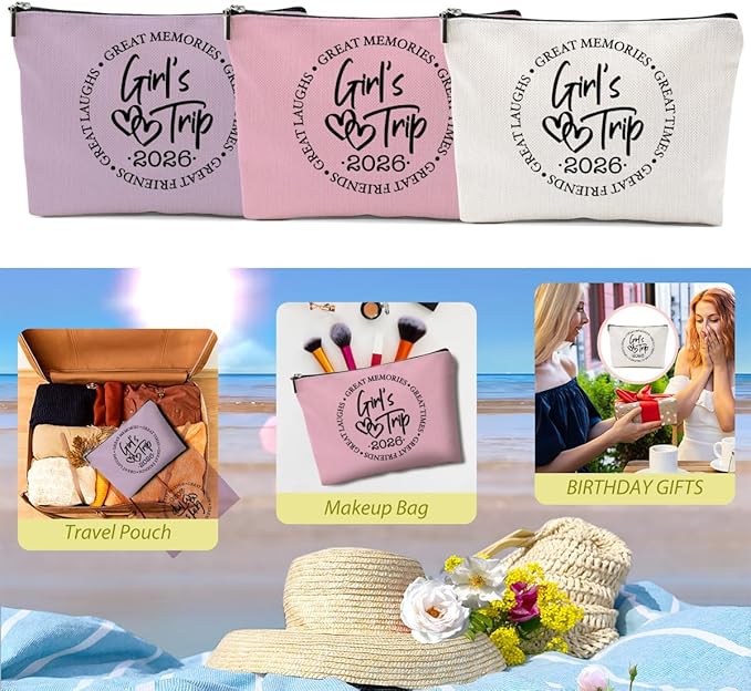 1 Pcs 3 Pcs 4 Pcs Makeup Bag, Girls Trip Gifts Favors Girls Weekend Gifts, Friendship Gifts for Women Bestie Bride