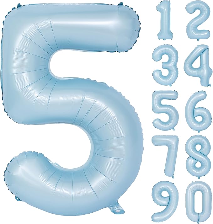 40 In Matte Blue Number Balloons Helium Foil Mylar Balloon Birthday Party banquet Decoration Digital 5
