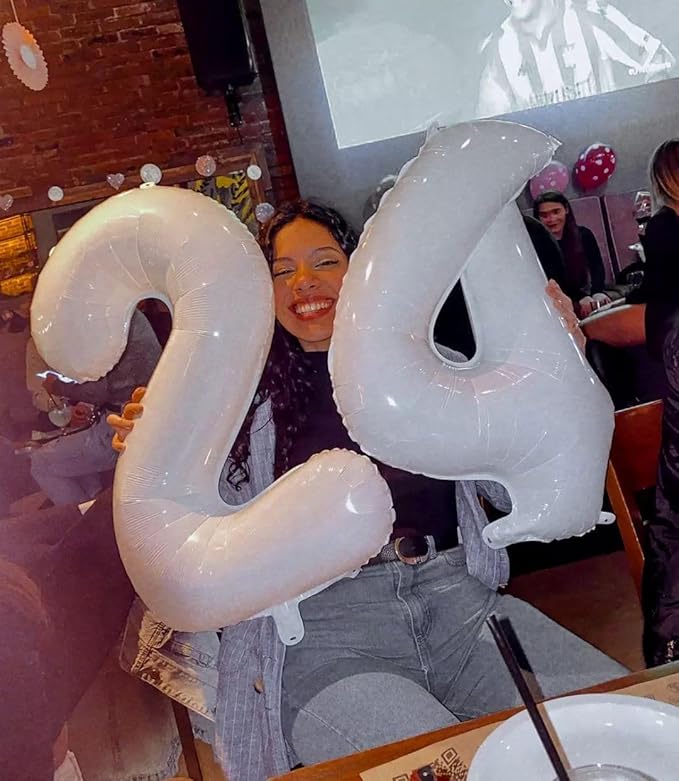 White Number 9 Balloon 40 Inch, 9th Birthday Party Decorations for Children, Giant 9 Foil Balloon for Party Supplies