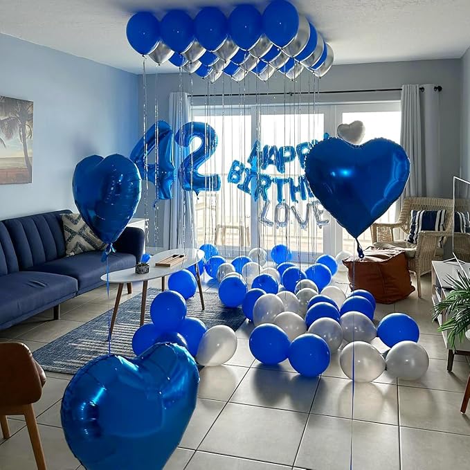 Navy Blue 4 Balloon, Number Balloon 40 Inch, 4th Blue party decorations, Four Large Numbers for Party Decor, Number 4 Balloon