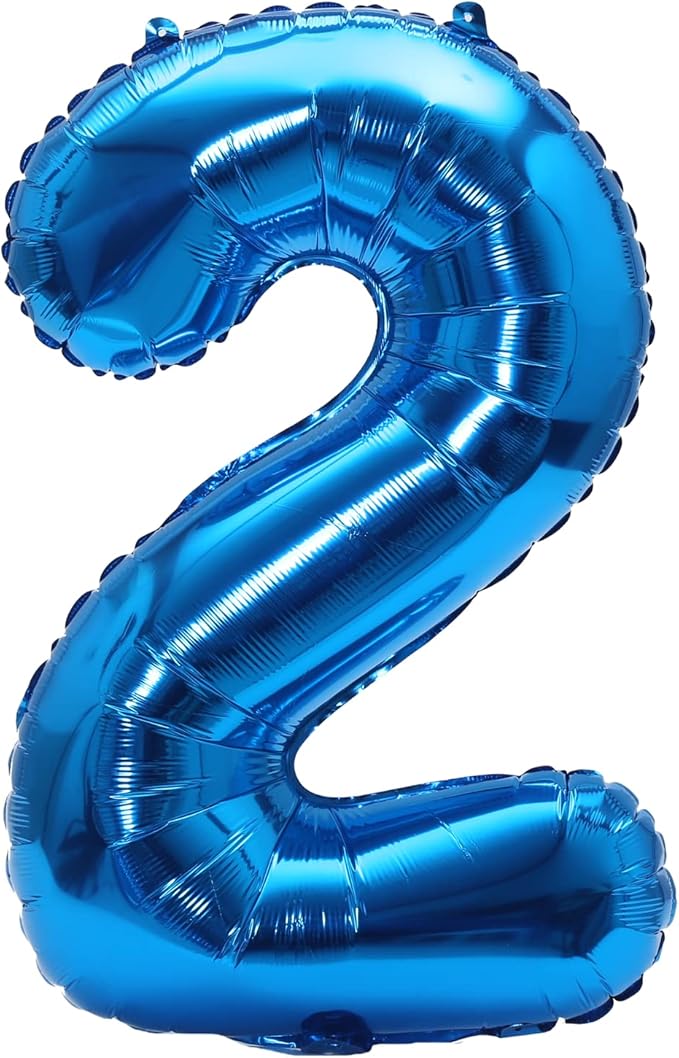 YPSelected 32 Inch Large Foil Helium Number Balloon Birthday Wedding Party 0-9 (Blue, 2)