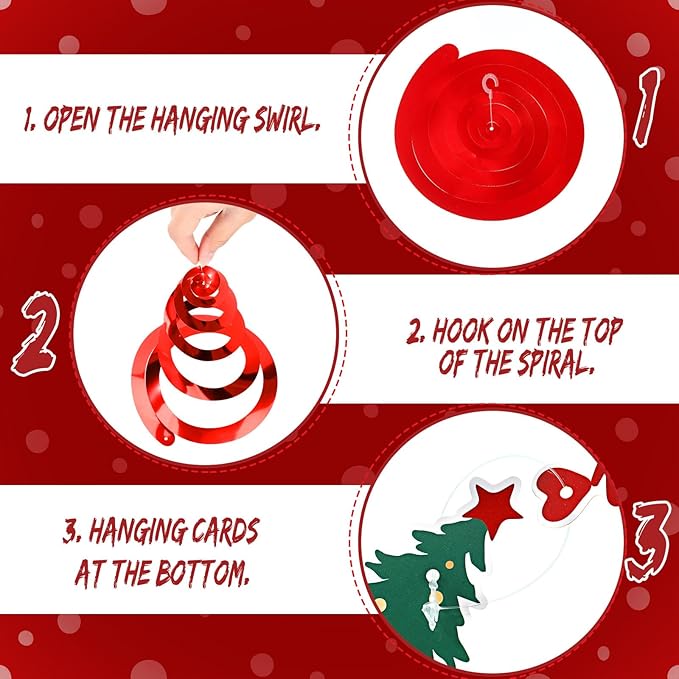 Colarr 50 Pack Green Red Christmas Hanging Swirls Decorations Christmas Tree Foil Ceiling Swirls Spiral Streamers Ornaments for Classroom Office Home Xmas Holiday Winter Party Supplies