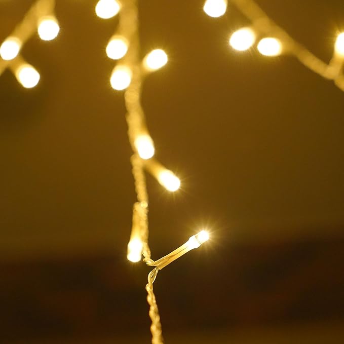 Outdoor Christmas Decorations 350 LEDs Christmas Lights with 9 Strands 11.5ft Waterfall Christmas Tree Lights, 8 Modes,Waterproof,Topper Star for Yard Patio Xmas Wedding,Party,New Year (Warm White)