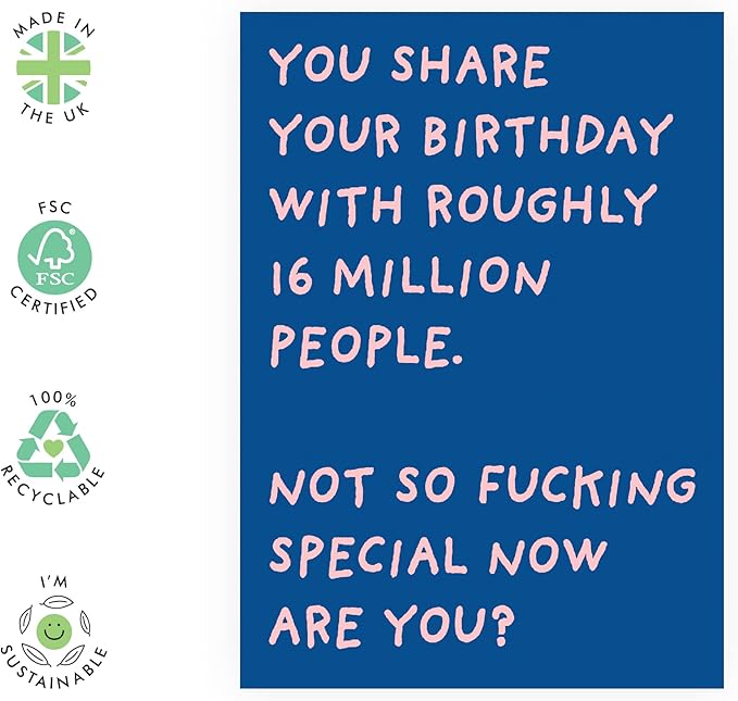 CENTRAL 23 Rude Birthday Cards for Women or Men - Sarcasm - Humor - Banter - Funny Birthday Card for Him or Her - Comes With Stickers